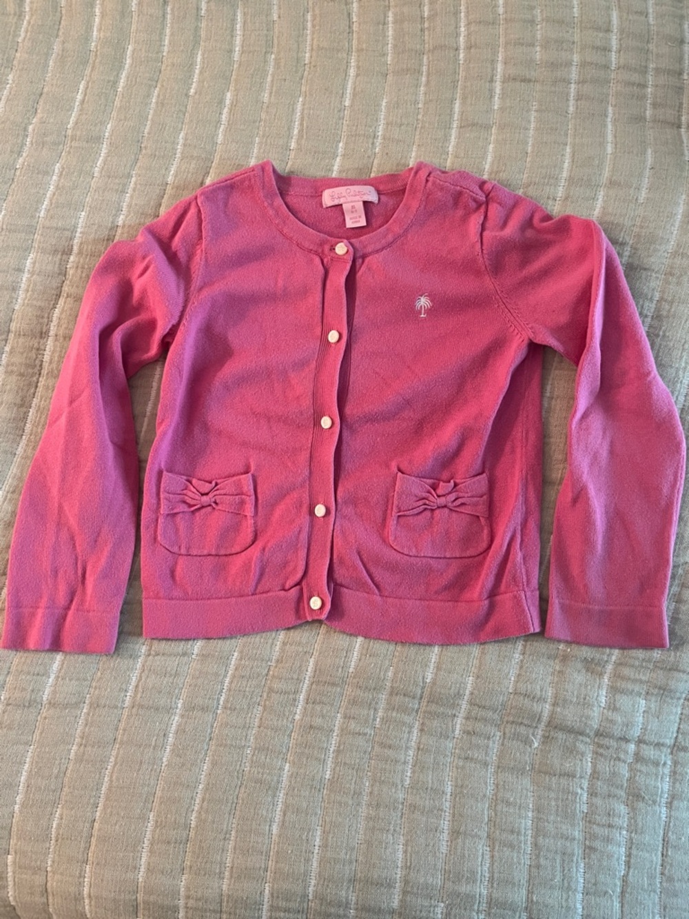 Lilly Pulitzer Pink Girls' Bow Pocket Cardigan